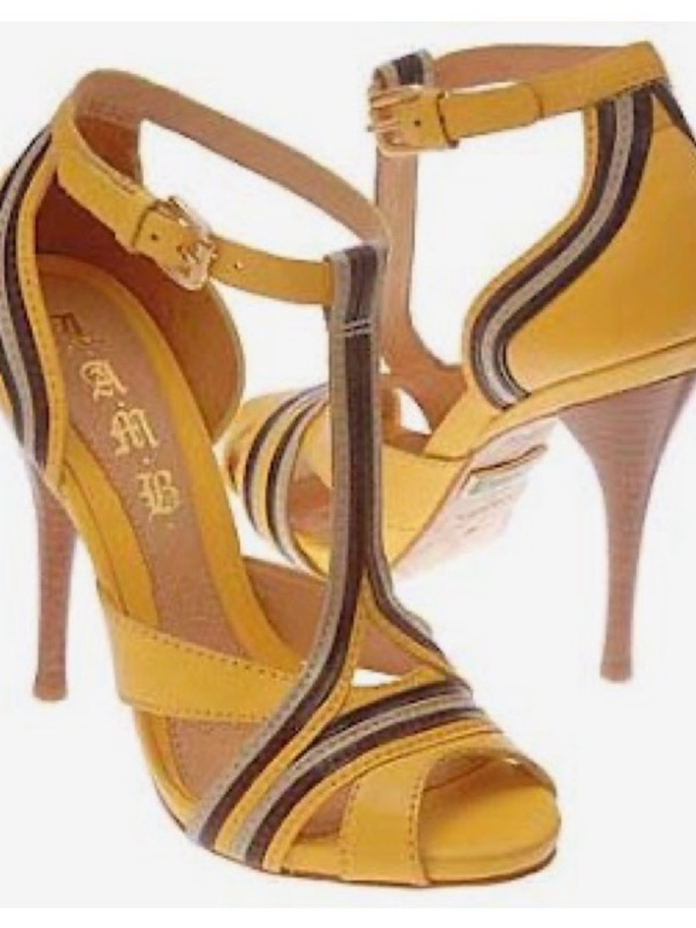 L.A.M.B yellow T-strap high hill Size